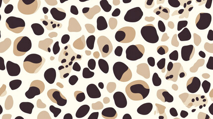 Abstract cow print pattern with black and brown spots on white background