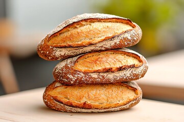 Artisan Bread Stack for Outdoor Cafe.