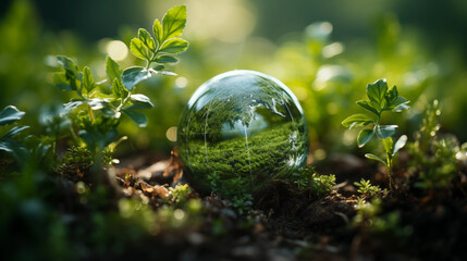 earth day. planting plants. planting a sprout in the ground