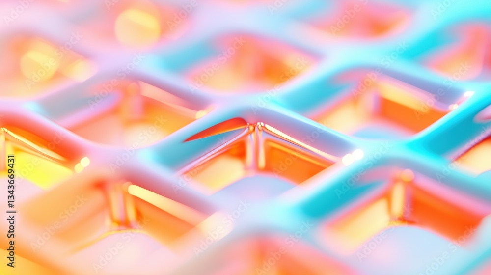 Poster abstract digital art piece that appears to be a close-up of a geometric pattern. the background is m