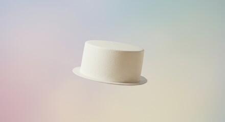 White Top Hat Floating on Light Background for Surreal Concept