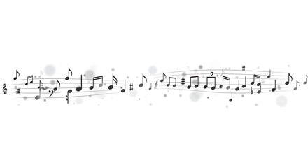 Fototapeta premium Flowing musical notes on staff - rhythm and harmony - for music events