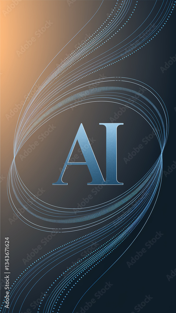 Aufkleber abstract ai concept image featuring stylized lines and dots forming an oval frame around the letters
