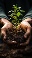 earth day. planting plants. planting a sprout in the ground