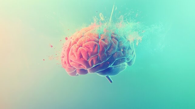 Surreal Exploding Brain With Colorful Energy Flow
