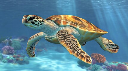 Fototapeta premium Sea Turtle Swimming in the Ocean