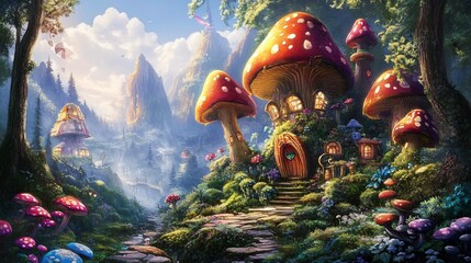 Enchanting and Whimsical Magic Fantasy World in Landscape View