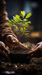 earth day. planting plants. planting a sprout in the ground
