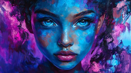 Vibrant Blue and Purple Portrait Photography for Creative Design Projects