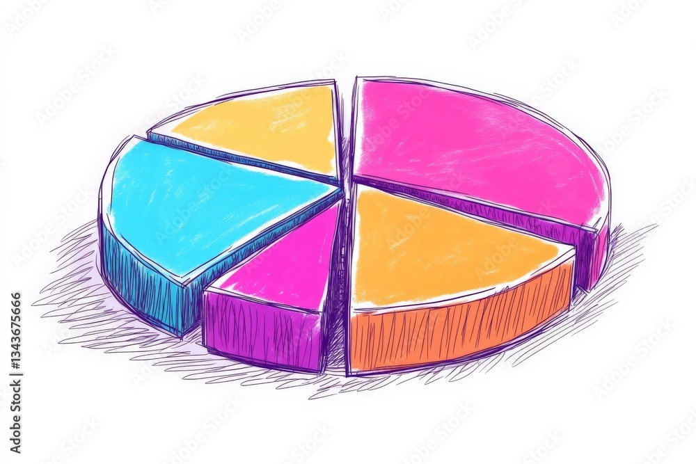Poster colorful pie chart illustrating data distribution in a creative and engaging manner for presentation