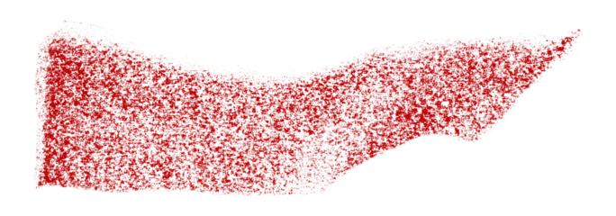 Separate red crayon brush strokes on transparent background