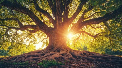 Captivating Sunlight Peeking Through Tree Branches in Golden Hour
