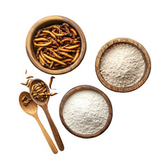meal worms processing isolated on transparent 