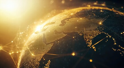 Global network, golden world map