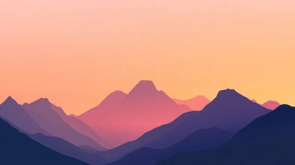Obraz premium Serene mountain silhouette against a smooth gradient sky, perfect for calming visuals and commercial projects