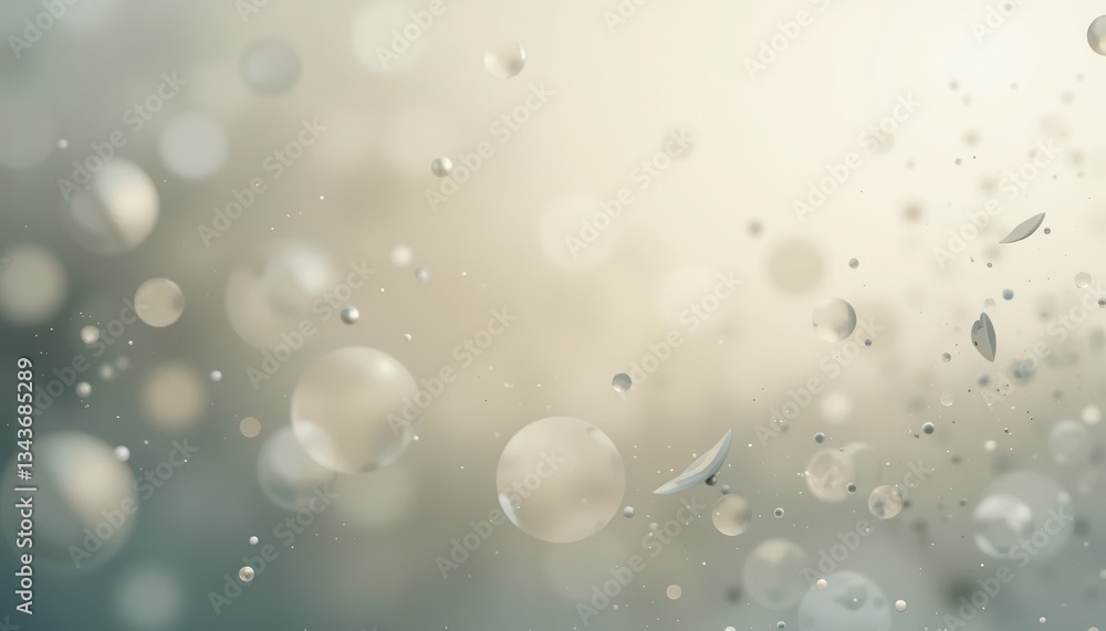 Poster Dynamic water droplets dance in soft light abstract background high-resolution image ethereal atmosphere close-up view conceptual visuals for artistic inspiration