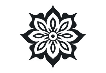 Mandala Floral Pattern Black and White Decorative Ornament