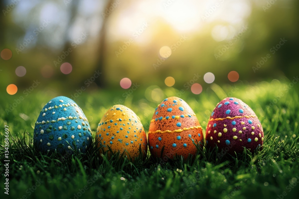 Aufkleber a colorful display of easter chaos with various fruits such as oranges and apples scattered on a tab