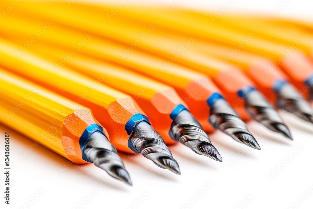 Poster Brightly colored pencils arranged in a neat row showcasing their sharpened tips