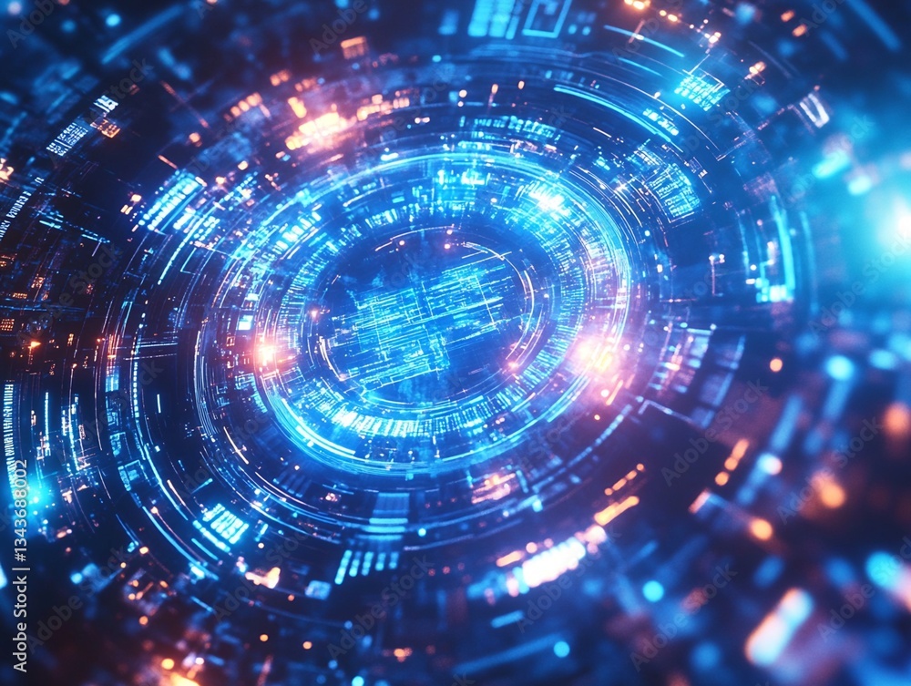 Poster abstract concentric digital interface
