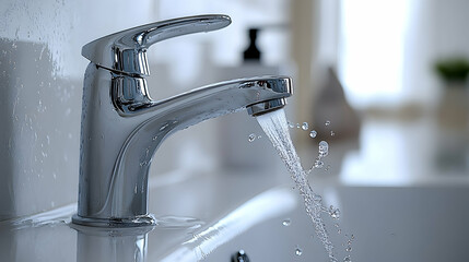 Faucet with Water Flowing
