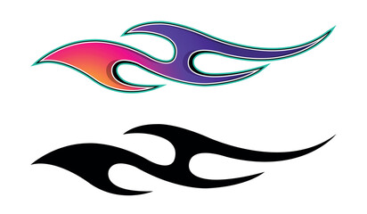 Speed flame sports car decal vinyl sticker. Racing car tribal fire flames vector art graphic. Side vehicle decoration for car, auto, truck, boat, suv, motorcycle.
