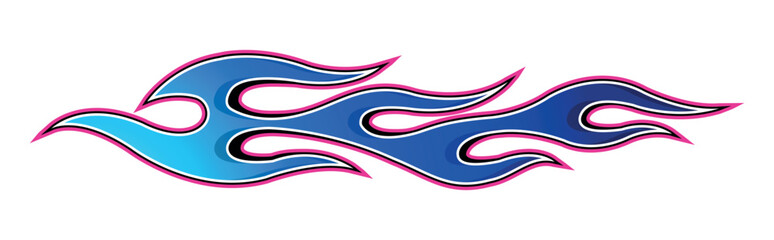 Tribal fire flame electric race car body side vinyl sticker vector eps art image file. Burning tires and flames sport car decal.