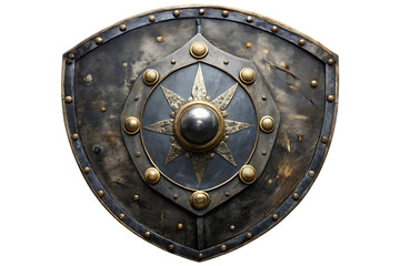 Naklejka premium Ancient Black Medieval Shield on transparent background 