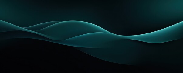 Abstract flowing teal waves against a dark gradient background