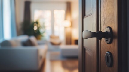 Ajar Door to a Cozy Living Room