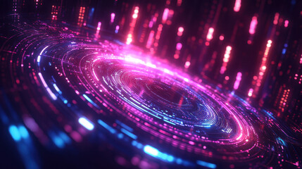 Obraz premium Abstract Neon Circle with Light Trails