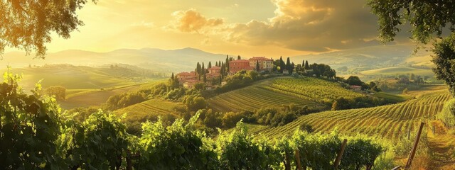 Tuscan vineyard exploration in summer with olive and terracotta