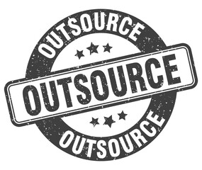 outsource stamp. outsource label. round grunge sign