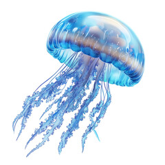 jellyfish in blue isolated on transparent 