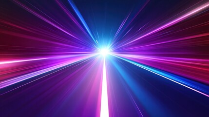 Abstract Speed of Light: Neon Purple and Blue Rays Converging