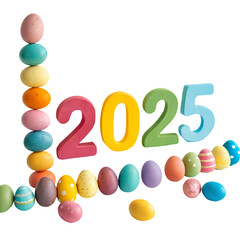 Naklejka premium 2025 Easter Eggs: Happy New Year Background