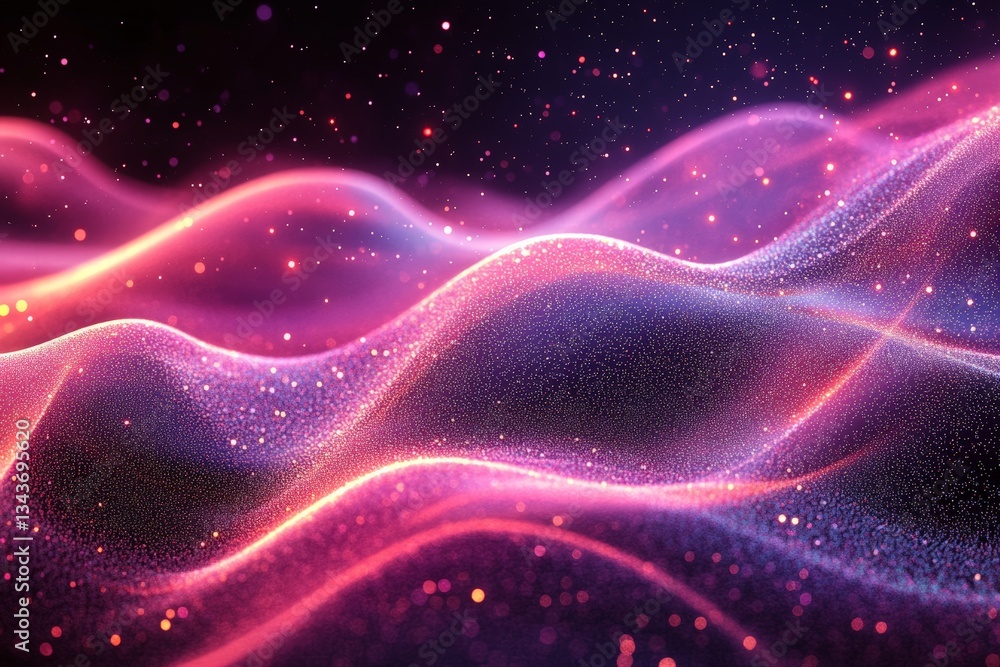 Aufkleber Vibrant waves of light and color create an ethereal atmosphere in a cosmic display in an abstract artistic representation