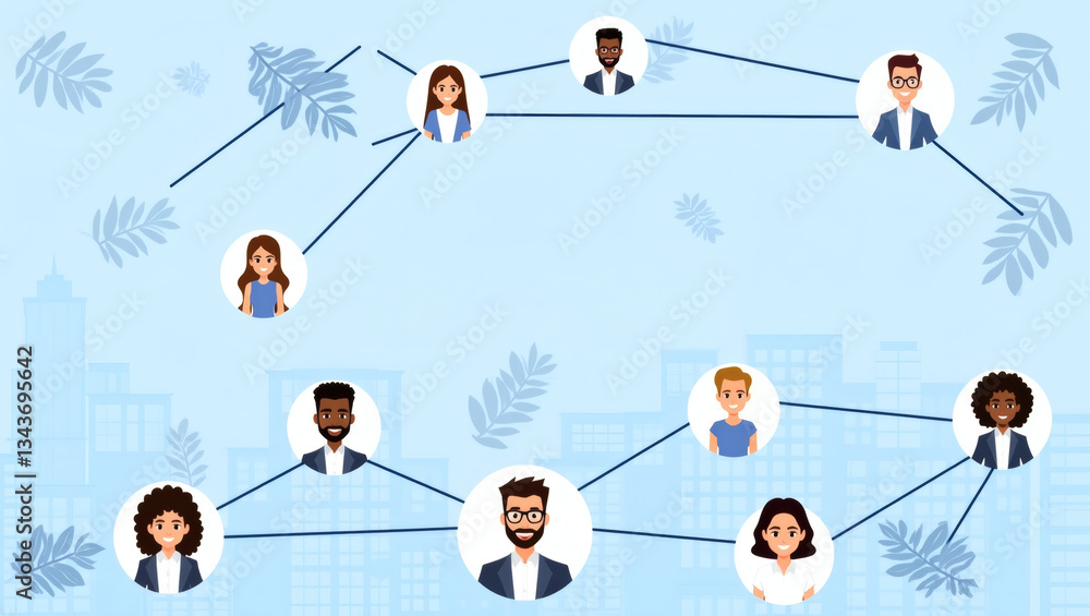 Aufkleber a network of diverse people, symbolizing connection and collaboration. the network features intercon