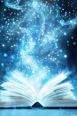 Discovering knowledge through an open book radiating light and inspiration in a minimalist setting