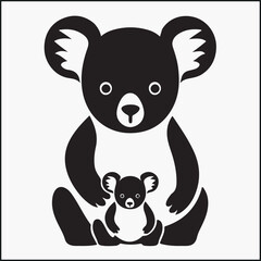 Obraz premium koala silhouette with baby silhouette