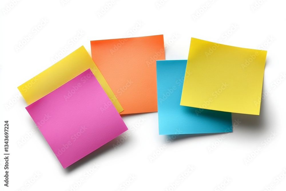Poster colorful sticky notes arranged on a white surface for organization and reminders