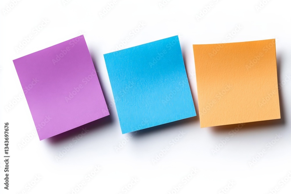 Poster Colorful sticky notes arranged neatly on a table ready for organization and brainstorming tasks