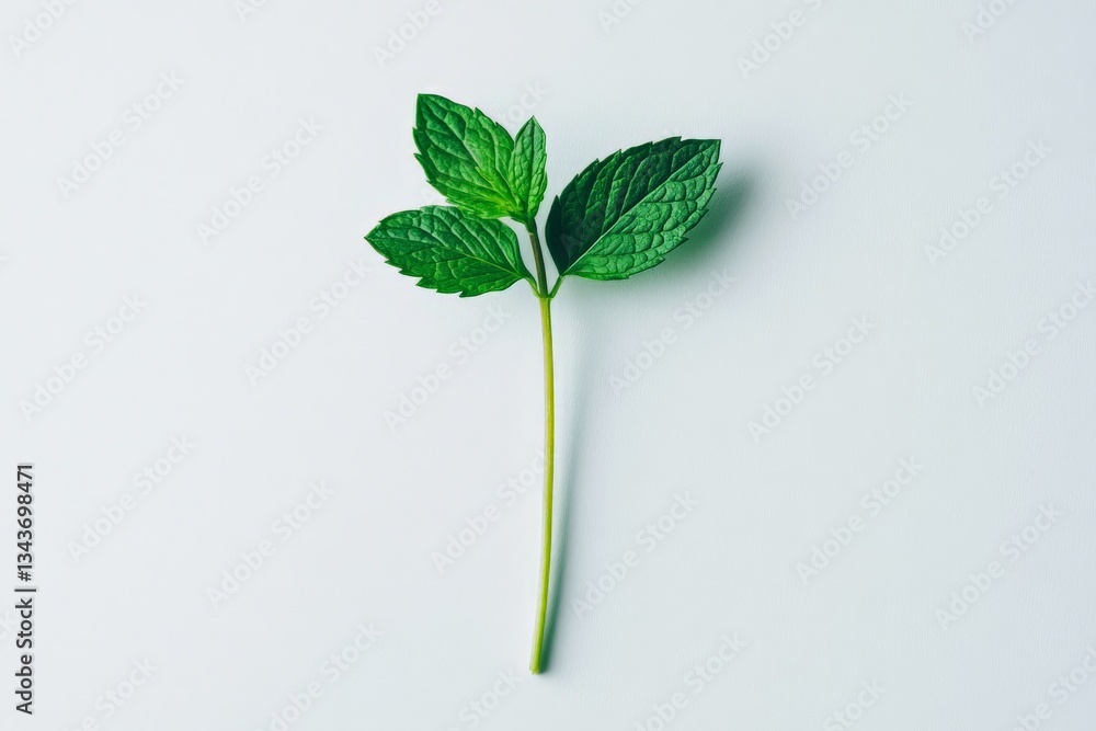 Aufkleber fresh green mint leaves isolated on a plain surface highlighting their vibrant color and texture in 