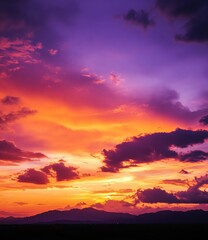 Fototapeta premium Gorgeous sunset sky with orange and purple colors