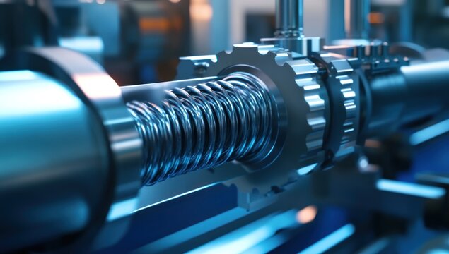 Close-up of a Precision Engineered Lead Screw Assembly