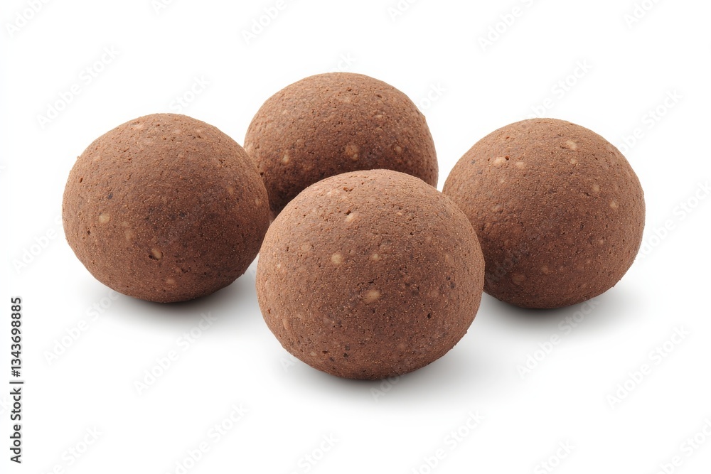 Poster chocolate flavored round snacks displayed on a clean surface with a minimalistic arrangement
