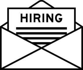 Envelope and letter sign with word hiring as the headline