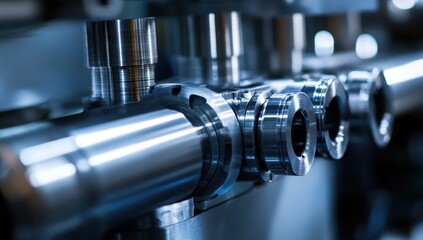 Fototapeta premium Precise Engineering: A Close-Up of Industrial Metalwork