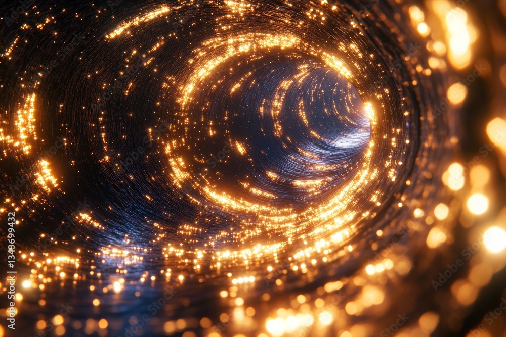 Poster Dynamic swirling tunnel of light creating a mesmerizing cosmic effect at night