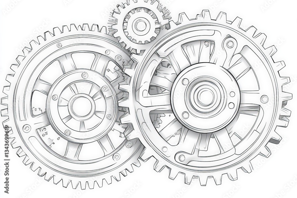 Leinwandbilder Intricate arrangement of mechanical gears showcasing precision engineering and design in a technical environment